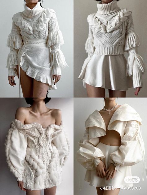 Avant Garde Fashion Couture, Fashion Knitwear, Wear Crop Top, Crochet Fashion Patterns, Creation Couture, Knitwear Fashion, Mode Inspo, Knit Fashion, White Outfits