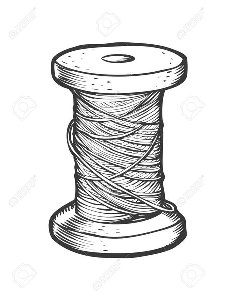 Tool Illustration, 100 Day Project Ideas, Beauty Care Design, Spool Of Thread, Sewing Logo, Doodle Vector, Indie Drawings, Working Drawing, Architecture Drawing Art