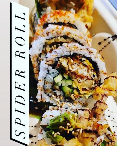 Spider Sushi Roll, Dragon Roll Recipe, Dragon Rolls Sushi, Spider Roll Sushi, Cooked Sushi Rolls, Sushi Special Roll, Beef Sushi, Vegetarian Sushi Rolls, Dragon Roll Sushi