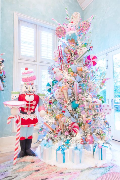 Everything You Need to Create a Candy Christmas Tree! | Turtle Creek Lane Candy Christmas Tree, Candy Tree, Gingerbread Christmas Decor, Christmas Tree Inspiration, Ribbon On Christmas Tree, Candy Christmas Decorations, Pink Christmas Tree, Whimsical Christmas, Candy Land Christmas