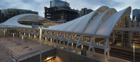 Denver Union Station  / SOM--http://www.archdaily.com/506815/denver-union-station-som/53742947c07a801025000058_denver-union-station-som_denverunionstation_robertpolidori_l1004374stitch_07-jpg/ Robert Polidori, Tensile Architecture, Sculptural Architecture, Denver Union Station, Fabric Architecture, Union Station Denver, Hotel Canopy, Canvas Canopy, Membrane Structure