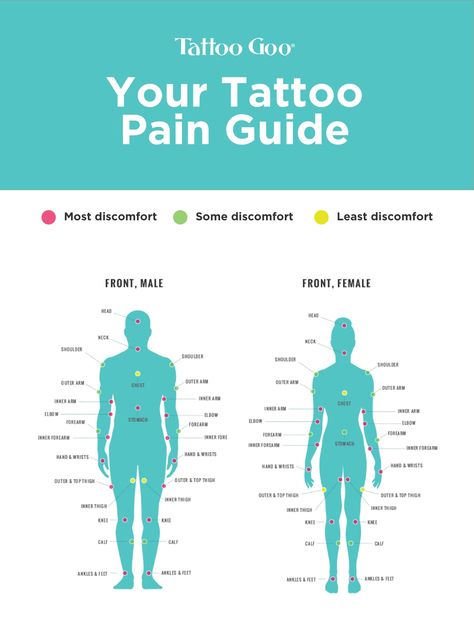 Ready to get your first tattoo but scared of the pain? Checkout this pain guide to learn what areas you may want to avoid on your first trip to the parlor. We know that pain can be different for everyone, so people with tattoos, what do you think about this chart? True for you? https://tattoogoo.com/a-pain-guide-for-getting-your-new-tattoo/ Sensitive Tattoo Areas, Painless Tattoo Placement, Best Place On Body For Tattoo, You Do You Tattoo, Spot Tattoo, Place For Tattoo, Best Place To Get A Tattoo, Best Place To Make Tattoo, Places To Do A Tattoo