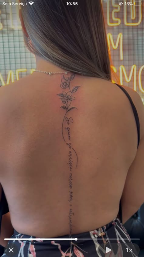 Spine Tattoo With Lotus Flower, Elegant Back Tattoos For Women, Rib Tattoo Quotes, Back Tattoo Women Spine, Neck Tattoos Women, 4 Tattoo, Spine Tattoos For Women, Pretty Tattoos For Women, Cute Tattoos For Women