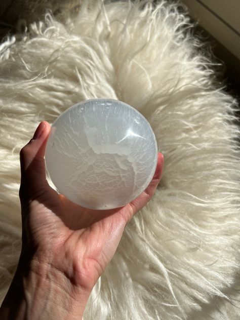 Selenite Moon Sphere - Etsy Crystal Items, Moon, Crystals