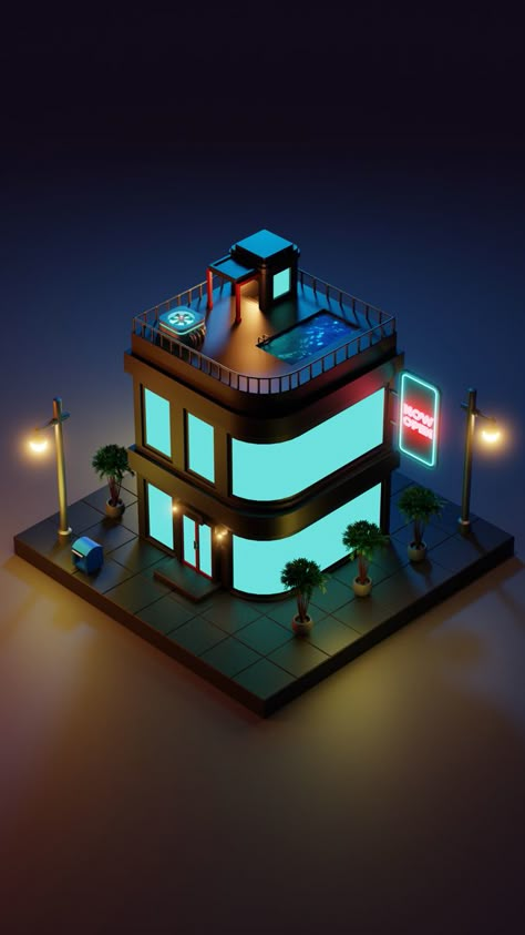 3D, Blender, Diorama, Blender Art, Design, Art Direction, Modeling, Rendering, Cycles. Blender 3d Building, Blender 3d Illustration, Blender 3d Art, Cyberpunk Building, Scifi Building, 3d Building Design, City Life Photography, 3d Isometric, Futuristic Building