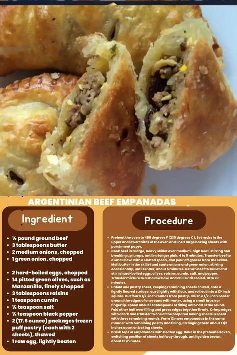 Argentinian Beef Empanadas with puff pastry – Insta Cooked Alpastor Recipe, Recipe Using Puff Pastry, Empanadas Beef, Argentinian Empanadas, Argentinian Cuisine, Using Puff Pastry, Empanada Recipe, Beef Empanadas, Recipes Mexican