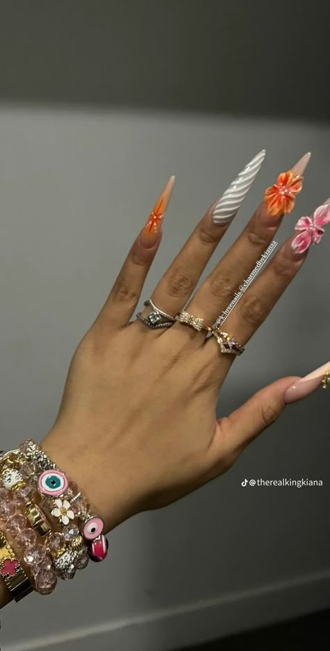 #follow #nailart #nails #nailsofinstagram #stilettonails #longnails #beautyblog #blogging #blogger #blog Long Nails And Rings, Xxl Almond Nails, Stilletos Nails Long, Stilleto Nails 2024, Xl Almond Nails, Birthday Stiletto Nails, Stiletto Acrylic Nails Designs, Xxl Stiletto Nails, Stiletto Birthday Nails