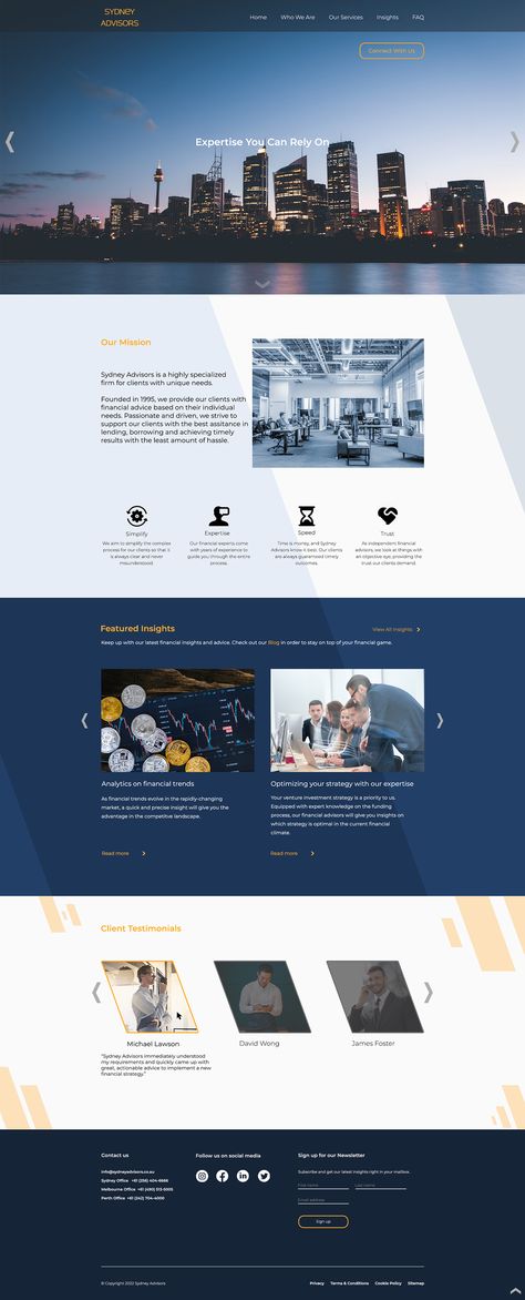 Sydney Advisors Finance Website Design on Behance