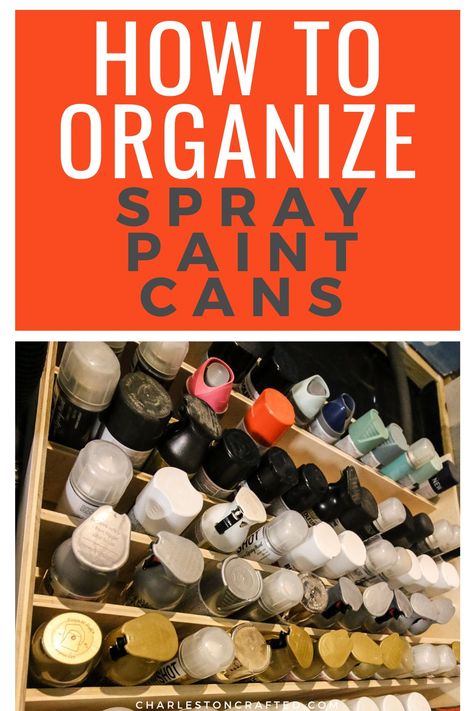 How to store spray paint cans in your garage Spray Paint Area In Garage, Organize Spray Paint Cans, Storing Spray Paint Cans Ideas, Aerosol Can Storage, Spray Paint Storage Ideas, Spray Paint Organization, Paint Can Storage, Spray Paint Storage, Paint Rack