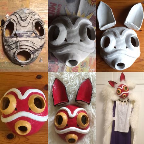 Princess Mononoke Cosplay Diy, Princess Mononoke Mask Diy, Studio Ghibli Cosplay Diy, Masked Cosplay Ideas, Princess Mononoke Cosplay Ashitaka, Princess Mononoke Crafts, San Princess Mononoke Cosplay, Ghibli Costume, Princess Mononoke Costume