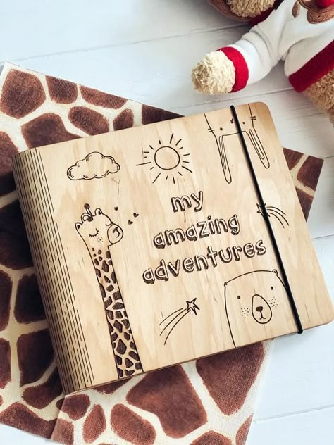 Calendar Accessories, Baby Shower Unisex, Wood Calendar, Book Scrapbook, Laser Cut Wood Crafts, Unisex Baby Shower, Laser Engraved Ideas, Wall Map, Baby Journal