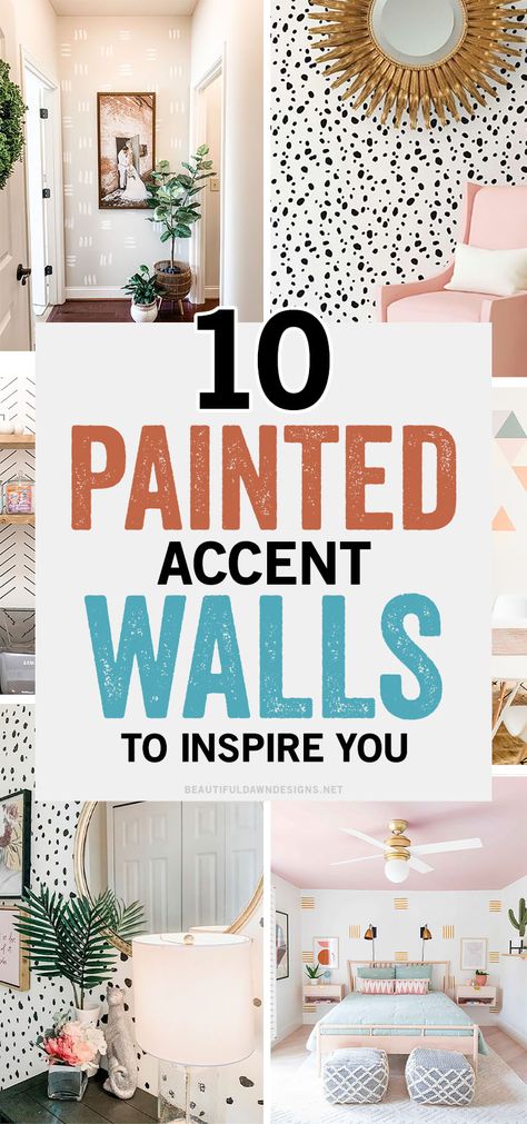 These DIY wall painting ideas are so inspiring. You're going to love these simple DIY painted accent wall ideas for your next room makeover. Diy Painted Accent Wall Bedroom, Craft Room Wall Paint Ideas, Painting Ideas For Office Walls, Simple Wall Pattern, Accent Wall Designs Paint Easy, Diy Bathroom Paint Ideas Accent Wall, Painted Wall Treatments, Accent Wall Ideas With Paint, Painting Office Walls Ideas