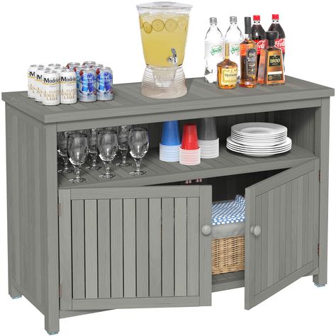 PRICES MAY VARY. DURABLE: Constructed with 100% solid wood, making this sideboard naturally weather resistant and perfect for any climate. Water-based paint finish on the surface helps protect it from moisture, UV rays, rot and decay. FUNCTIONAL : the cabinet comes with an open middle shelf and additional storage space behind the doors. It can be used both as an outdoor serving station or as a storage and display cabinet with shelving, perfect for storing party supplies, cushions, pillows or gar Outdoor Cabinets Patio, Patio Storage Cabinet, Outdoor Sideboard, Patio Cabinet, Buffet Tv Stand, Outdoor Buffet Tables, Shaker Style Cabinets Kitchen, Cabinet Console Table, Outdoor Buffet