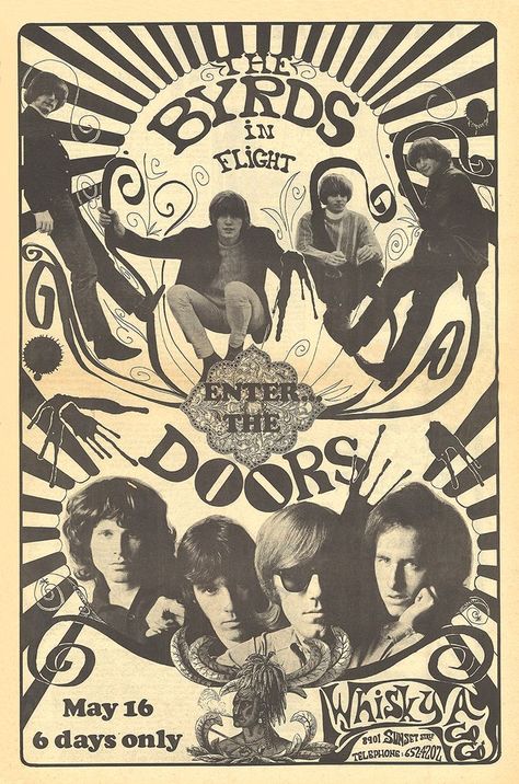 Whiskey A Go Go, The Doors Band, Vintage Concert Posters, Rock Band Posters, Music Festival Poster, Music Poster Design, Concert Poster, Picture Collage Wall, Rock Posters