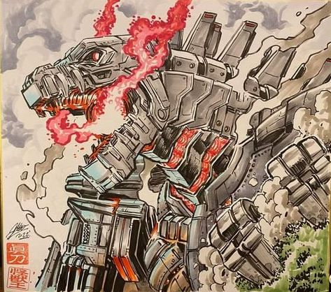 Mecha Godzilla Art, Mechagodzilla Art, Mechagodzilla 2021, Evolved Godzilla, Mecha Godzilla, Godzilla Art, Dbz Drawings, King Kong Vs Godzilla, Kaiju Design