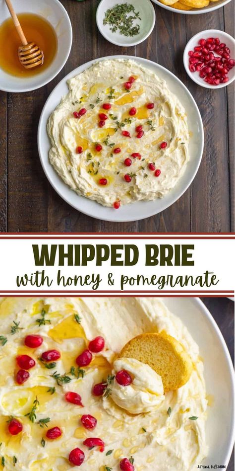 Made with minimal effort and one key ingredient, this sweet & savory Whipped Brie is the ultimate recipe for entertaining and always a hit with the pickiest of guests! Whipped Brie Appetizer, Whipped Brie With Hot Honey, Whipped Brie Dip, Sweet Brie Recipes, Brie Dip Recipes, Pomegranate Brie, Recipes With Brie Cheese, Easy Brie Appetizer, Recipes With Brie