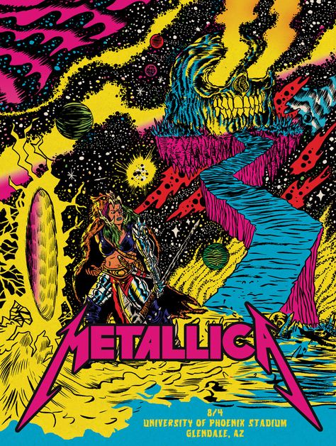 Metallica Concert Poster by Alexis Ziritt Alexis Ziritt Art, Metallica Cover Album Poster, Metallica Poster, Metallica Concert, Metal Concert, Metallica Art, Rock Band Posters, Vintage Music Posters, Band Poster