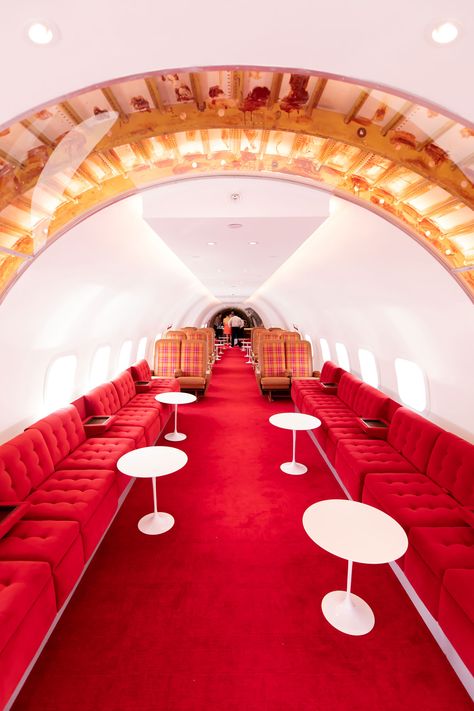 TWA Hotel at JFK Grand Opening - the Connie Plane features an indoor cocktail bar and lounge Twa Hotel Jfk, Twa Airport Photoshoot, Twa Hotel Photoshoot, Twa Photoshoot, Twa Airport, Luxury Airport, Twa Hotel, Luxury Lounge, Flight Centre