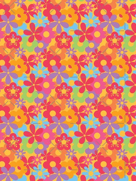 "Colorful Flower Power Seamless Pattern Print" A-Line Dress by ClaudiaFlores | Redbubble Y2k Flower Pattern, Flower Power Wallpaper, Collage Mural, Wallpaper Iphone Boho, Cool People, Iphone Wallpaper Pattern, Print Mini Skirt, Hippie Wallpaper, Picture Collage Wall