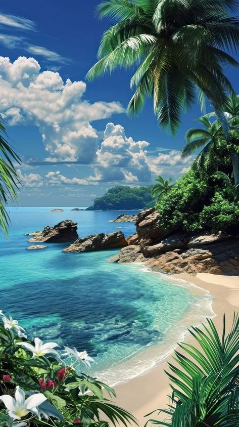 Tropical land landscape outdoors. | premium image by rawpixel.com Beautiful Scenery Nature Pictures, Tropical Wallpaper Iphone Paradise, Nature Pictures Beautiful Landscapes, Summer Vibes Background, Wallpaper Beach Iphone, Beach Iphone Wallpaper, Vacation Scenery, Iphone Wallpaper Beach, Iphone Wallpaper Summer