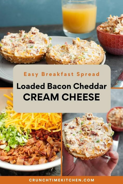 Loaded Cream Cheese Bagel Spread Recipes, Cream Cheese Spread Recipes, Bagel Spread, Cream Cheese Spread, Best Pancake Recipe, Cheese Bagels, Bagel Cream Cheese, Breakfast Bagel, Bacon Egg And Cheese