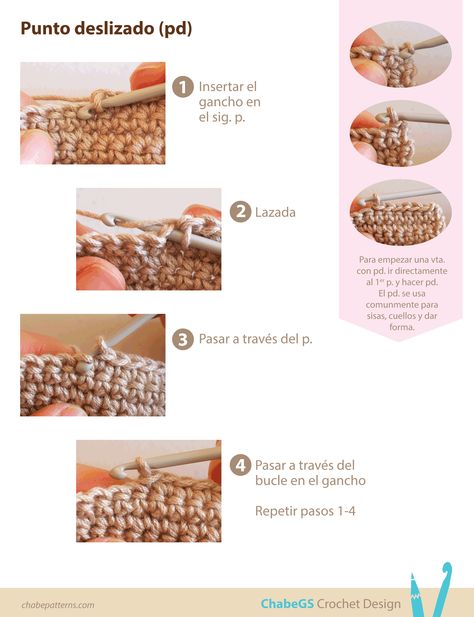 Instrucciones paso a paso para aprender a hacer punto deslizado/ punto raso Crochet Slip Stitch, Crochet Design, Crochet Diagram, Slip Stitch, Crochet Designs, Crochet Patterns, Place Card Holders, Yarn, Sewing