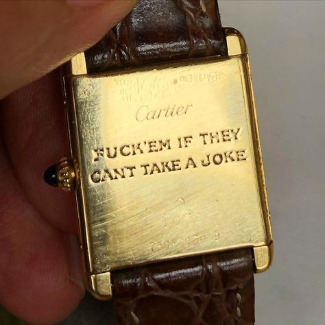 Matt Hranek on Instagram: “Words of wisdom on the Cartier Tank case back of legendary Hollywood icon George Folsey Jr. given to him by John Landis #cartier…” Heavy Crown, Super Rich Kids, Hollywood Icons, Cartier Tank, I'm With The Band, Cartier Watch, Rich Kids, Golden Girl, Jolie Photo