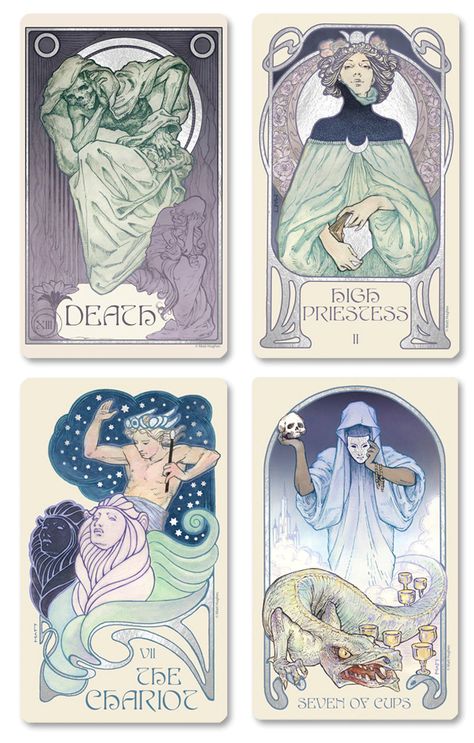 The LUNA Tarot Deck by Ethereal Visions Publishing — Kickstarter Art Nouveau Tarot Cards, Art Deco Tarot Cards, Ethereal Visions Tarot, Tarot Cards Aesthetic, Silver Leafing, Tarot Decks Art, Tarot Aesthetic, Animal Tarot, Wands Tarot