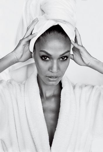 joan-smalls-towel Towel Photoshoot Photo Ideas, Towel Photoshoot, Hair In Towel, Mario Testino Photography, Testino Photography, Towel Series, Hair Washing Routine, Mert And Marcus, Shea Butter Hair