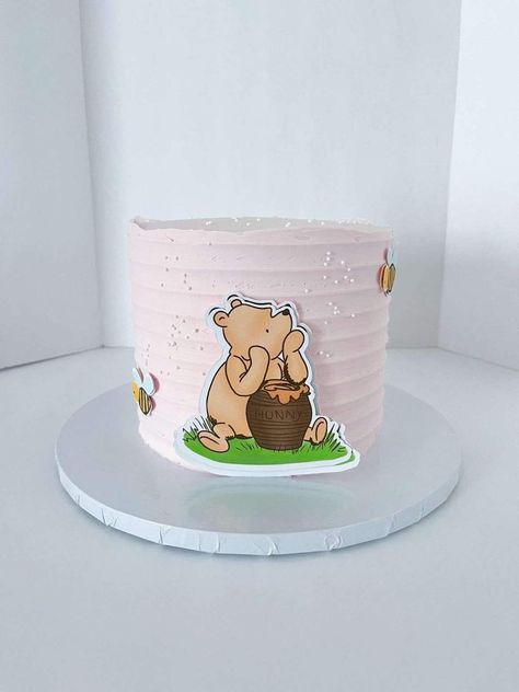 Our little Hunny Bear is ONE! | CatchMyParty.com Our Little Hunny Is Turning 1, Our Little Hunny Turns One, Winnie The Pooh Birthday Party Girl 1st, Winnie The Pooh 1st Birthday Girl, One Birthday Party Ideas, Pooh Cake, Baby First Birthday Themes, Winnie The Pooh Cake, Pooh Birthday