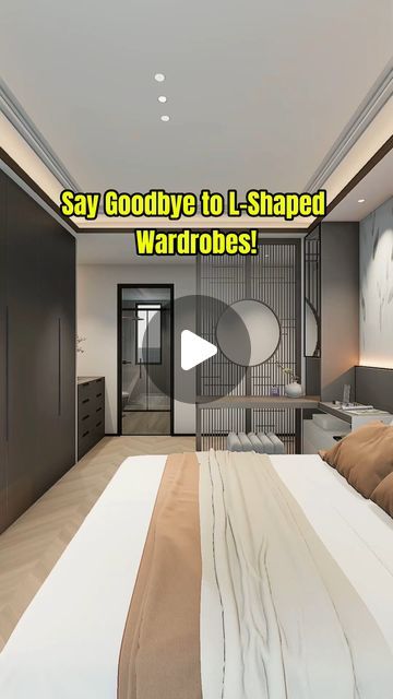 Homecraft Designer on Instagram: "Goodbye, L-shaped wardrobe! The master bedroom's bathroom faces the bed, and this solution is the optimal one.

#bedroom #homedecor #interiordesign #homerenovation" Walkin Closet Behind Bed, L Shape Wardrobe Design Bedroom Modern, Bedroom Ideas For Large Rooms, Walldrop Design Bedroom, L Shaped Wardrobe, L Shape Wardrobe Design, L Shape Wardrobe, Homecraft Designer, Wardrobe Behind Bed