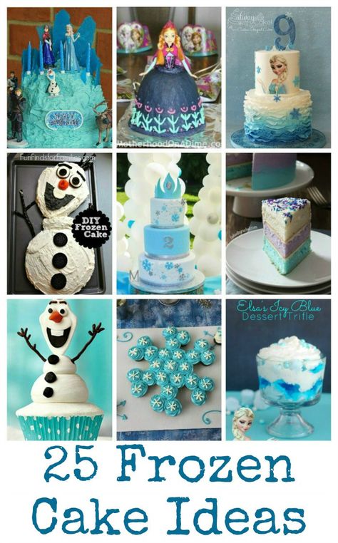 Frozen Cake Ideas - In The Playroom Frozen Cake Ideas, Frozen Cake Designs, Pastel Frozen, Disney Frozen Cake, Elsa Cake, Frozen Bday Party, Disney Frozen Party, Frozen Birthday Cake, Frozen Theme Party