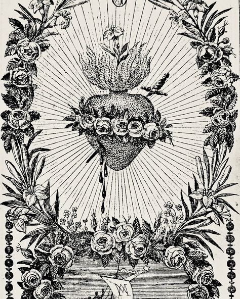 Sacred Heart Tattoos, Arte Grunge, Tattoo Outline, Flash Art, Catholic Art, Ethereal Art, Tattoo Design Drawings, Sacred Art, Religious Art