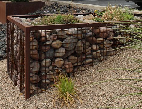 Gabion Baskets | Low Discounted Prices Dog Yard Fence, Gabion Wall Design, Gabion Stone, Gabion Retaining Wall, Gabion Fence, Gravel Landscaping, Gabion Baskets, Backyard Sanctuary, Hillside Garden