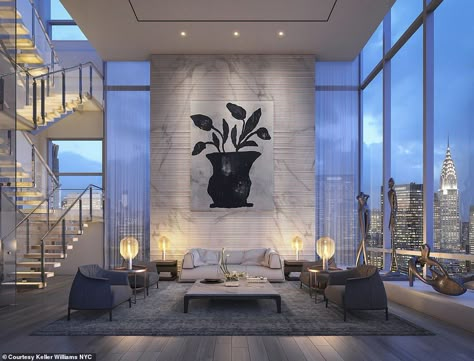 Penthouse New York Manhattan, Penthouse Apartment Design, Australian Rainforest, Penthouse In New York, Manhattan Penthouse, Japanese Apartment, Penthouse Design, New York Penthouse, Apartment Luxury