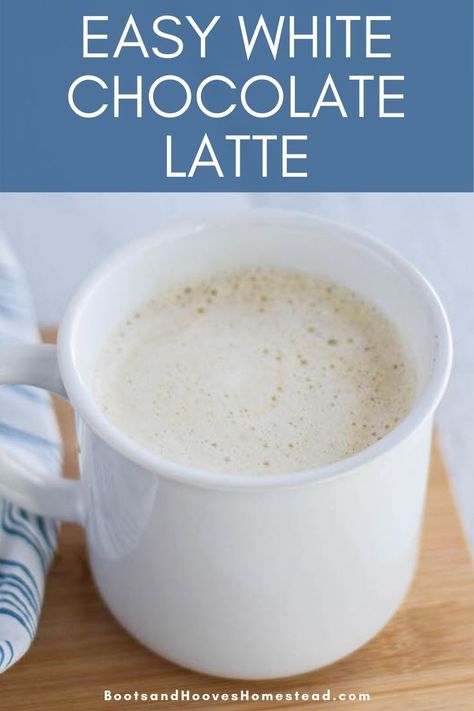 This white chocolate latte is an incredibly delicious sweet treat and super easy to make. You’ll be sipping your own homemade latte right from the comfort of your own home! White Chocolate Coffee Recipe, Chocolate Latte Recipe, Healthy Blueberry Bread, White Chocolate Latte, Chocolate Coffee Recipes, White Chocolate Syrup, Homemade Latte, Honey Oat Bread, Cheese Making Recipes