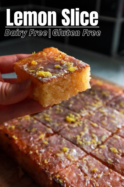 Here is my recipe for Lemon Drizzle Slice, like the cake but more convenient and with more surface area for a crispy drizzle. I have tested this out extensively on gluten eating people, and the feedback was that they weren’t able to tell it was gluten free - that's what we like to hear! Made moist with ground almonds, this slice is full of flavour and goes down a treat. Gluten free cake. Dairy Free recipes. #glutenfreedairyfree #glutenfreecake #glutenfreedesserts Gluten Free Lemon Slice, Gluten Free Slices Recipes, Dairy Free Slice Recipes, Gluten Free Slices, Gluten Free Slice, Italian Gluten Free Recipes, Gluten Free Lactose Free Recipes, Gluten Free Recipes Uk, Gluten Free Honey Cake