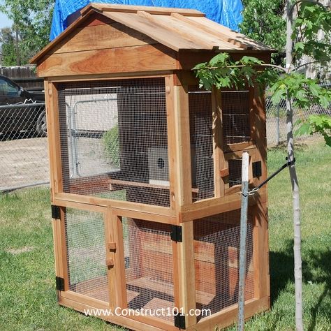 DIY Bird Cage | Free Plans | Construct101 Birds Cages Ideas, Parrot Aviary, Outdoor Aviary, Diy Bird House, Finch Cage, Diy Bird Cage, Bird Cage Design, Birdhouse Projects, Handmade Birdhouses