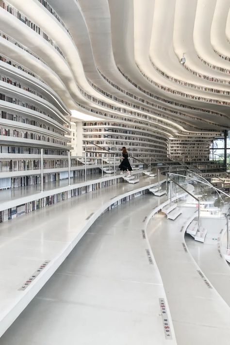 MVRDV, Mario Ferrara · TIANJIN BINHAI LIBRARY · Divisare Tianjin Binhai Library, Library Room Design, Library Room, Tianjin, Cultural Center, Futuristic Architecture, Flower Art Painting, Photo Essay, Design Language