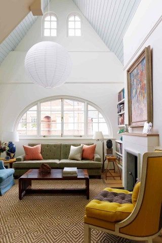 Farrow Ball Skylight, Flat Design Ideas, Breakfast Room Green, Pitched Ceiling, Arch Window, Studio Flat, Cosy Spaces, Farrow And Ball Paint, Farrow And Ball