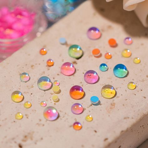 Bubble Nails, Aurora Nails, Rainbow Mermaid, Mermaid Tears, Stage Makeup, Practical Life, Nail Art Rhinestones, Water Droplets, Nail Art Accessories