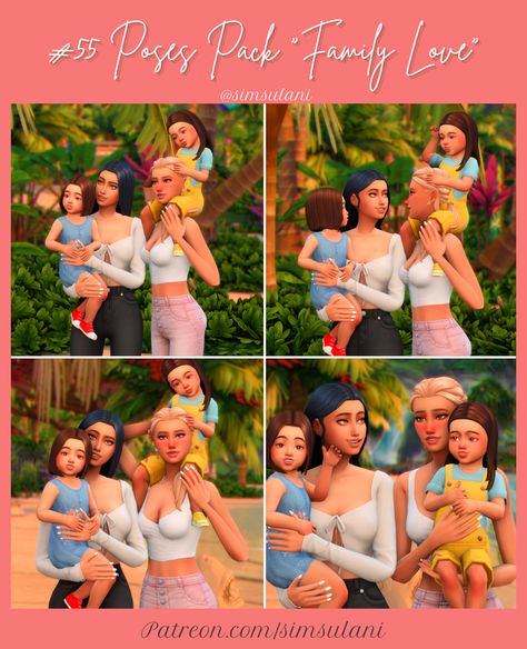 #55 Poses pack "Family Love" | Simsulani on Patreon Sims 4 Family Poses, Cc Sims 4 Patreon, Sim4 Cc, Twins Posing, Sims 4 Couple Poses, Sims Poses, Toddler Poses, Ts4 Poses, Cc Packs