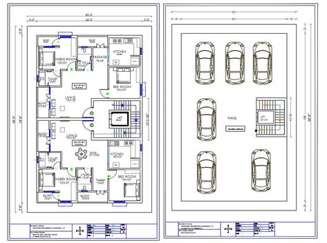 The north facing 40X60 ft typical house apartment layout plan with furniture CAD drawing includes 2 bedrooms, drawing room, kitchen, dining area, passage and 2 balcony. also has ground floor parking lot. the additional drawing such as a all measurement and description detail for easy to understand this project. download 2400 square feet plot size for 2 BHK apartment layout plan Drawing DWG file. 40×60 House Plans, Small Apartment Building Plans, 40x60 House Plans, Parking Plan, Residential Building Plan, Small Apartment Plans, Flat Plan, 30x40 House Plans, Building Design Plan