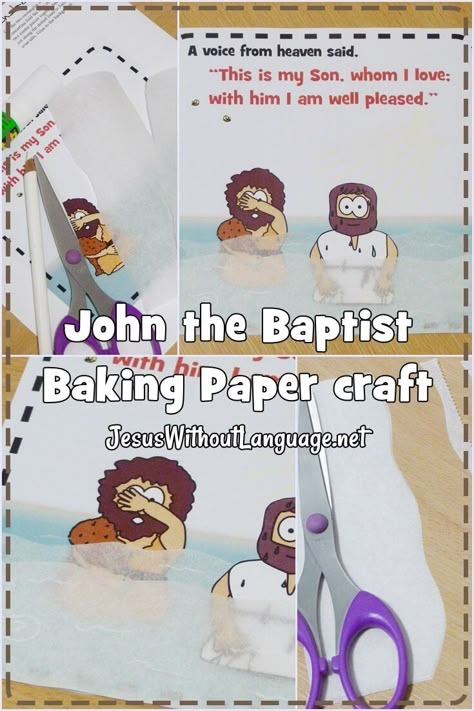 John+the+Baptist+-+Matthew+3+-+paper+craft+-+baking+paper+-+#Kidmin+#Jesuswithoutlanguage+#sundayschool John Baptizes Jesus Craft Preschool, John The Baptist Baptizing Jesus Craft, Jesus Gets Baptized Craft For Kids, John The Baptist Prepares The Way Craft, Baptism Of Jesus Craft For Kids, Birth Of John The Baptist Craft, Jesus Is Baptized Craft For Kids, John The Baptist Craft Preschool, Baptism Crafts For Kids