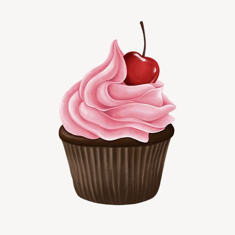 Strawberry cupcake, delicious bakery dessert illustration psd | premium image by rawpixel.com / Aew Bakery Brown, Cupcake Strawberry, Cupcake Illustration, Cupcake Vector, Strawberry Cupcake, Cupcake Drawing, Dessert Illustration, Iphone Stickers, Ballet Art