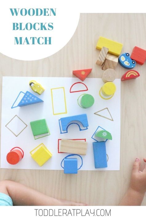 This Wooden Blocks Match is a super quick and easy-to-prep activity you can have ready in no time! With just a short list of 3 materials and a one step prep process, you’ll have a fun and exciting matching game done in about…..5 minutes or less. #woodenblocks #toddleractivity Easy Toddler Activities, Montessori Toddler Activities, Shapes Activities, Montessori Toddler, Toddler Play, Toddler Learning Activities, Toddler Fun, Preschool Learning Activities, Montessori Activities