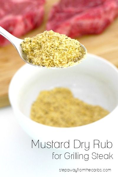 Here's a mustard dry rub that not only works for chicken and pork - but is great for steaks, too! Perfect for the grilling season and very low in carbs. Low Carb Summer Recipes, Dry Rub For Steak, Grilling Steak, Steak Rubs, Dry Rub Recipes, Pork Rub, Spice Mix Recipes, Grilled Steak Recipes, Low Carb Recipe