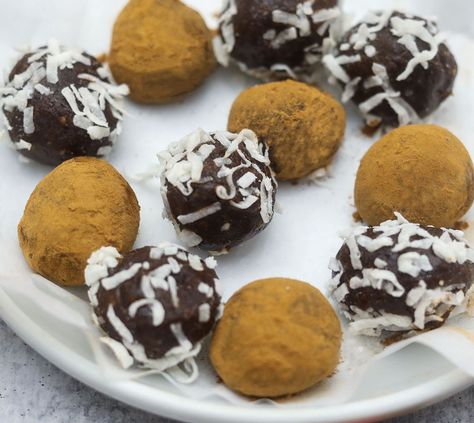 Carob Truffles - Healthier Steps Carob Truffles, Carob Dog Treats Recipes, Carob Brownies, Carob Cake, Vegan Carob Brownies, Carob Recipes, Bible Food, Carob Chips, Carob Powder