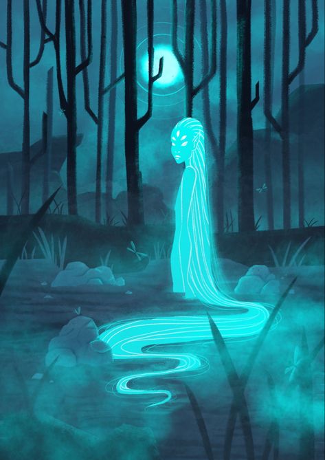 An illustration of a water nymph, inspired by the FKA Twigs song ‘Thousand Eyes’ Water Nyphms, Elemental Painting, Water Cryptid, Water Deity, Water Spirits, Water Woman Art, Water Spirit Character Design, Water Nymph Character Design, Water Nymph Art