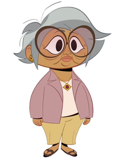 Cartoon Grandma Character Design, Grandmother Character Design, Female Character Drawing, Disney Channel Cartoons, Short Gray Hair, Circular Glasses, Mom Characters, Character Turnaround, Comic Book Drawing